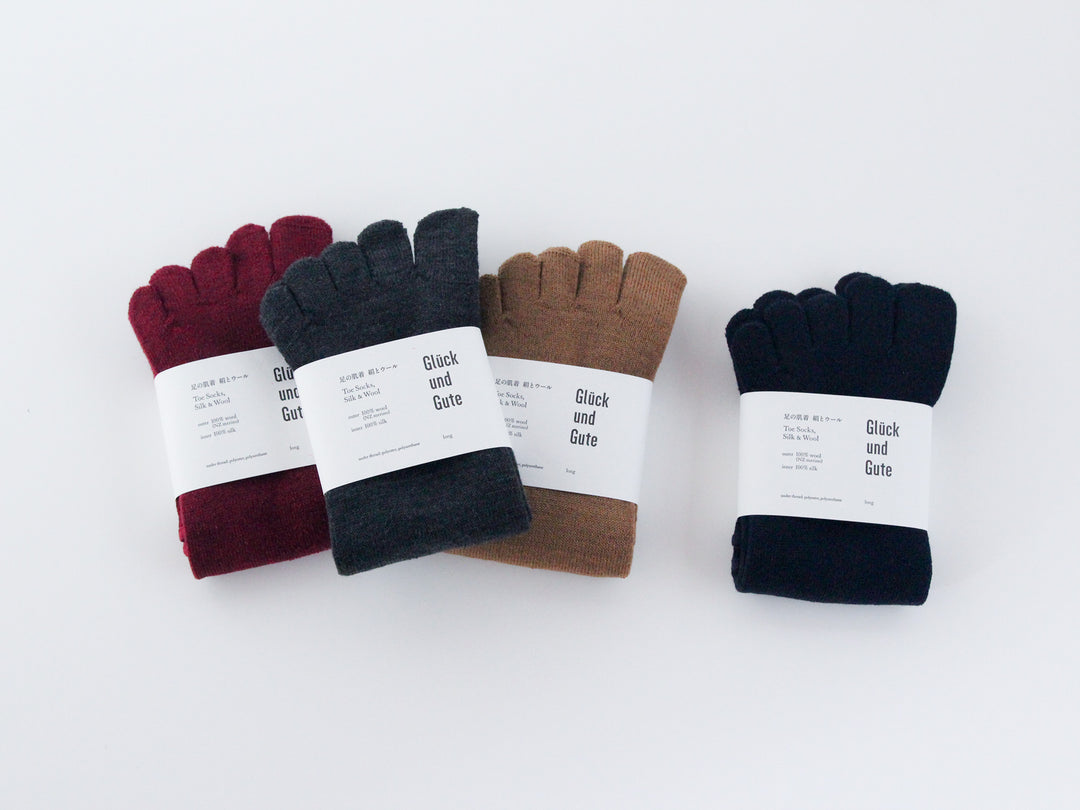 Gluck und Gute 五本指「足の肌着」 絹とウール ロング丈