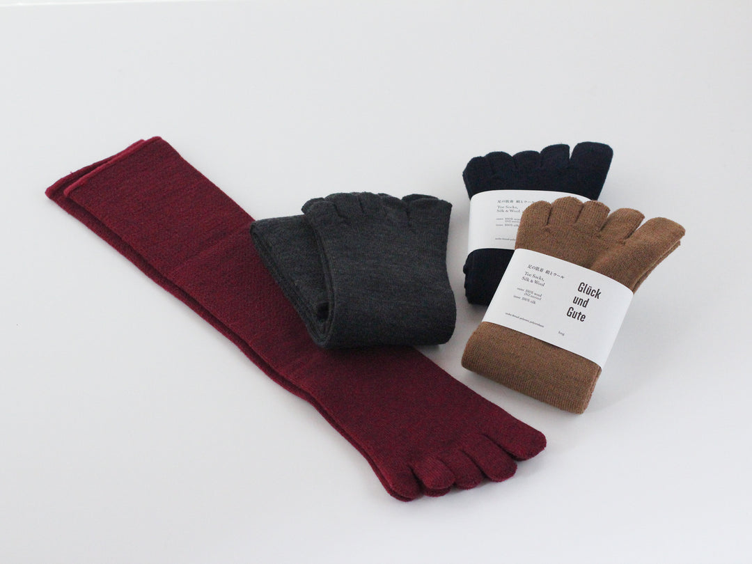 Gluck und Gute 五本指「足の肌着」 絹とウール ロング丈